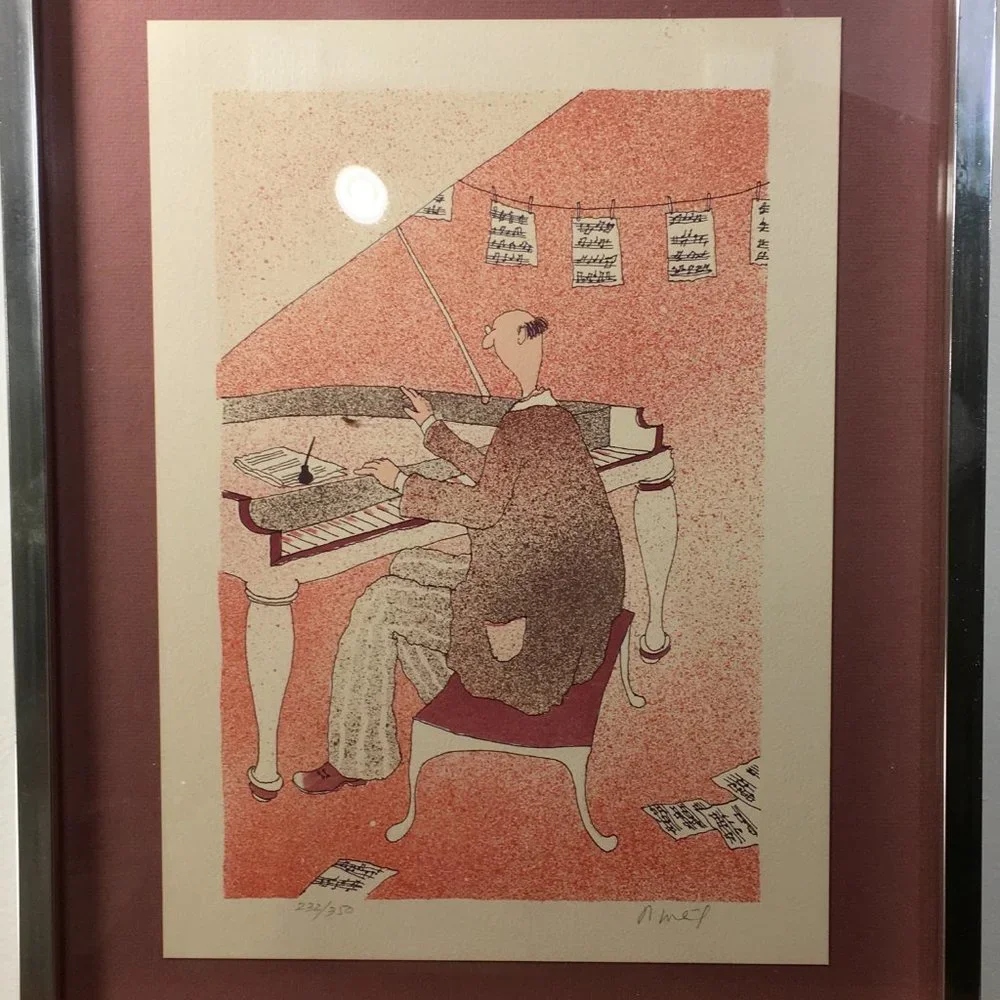 Pianist Art Color Printed Aluminum Framed - Picture 2 of 6